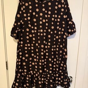 Emery Rose size 2X black short sleeve ruffle black dress with ruffle bottom.